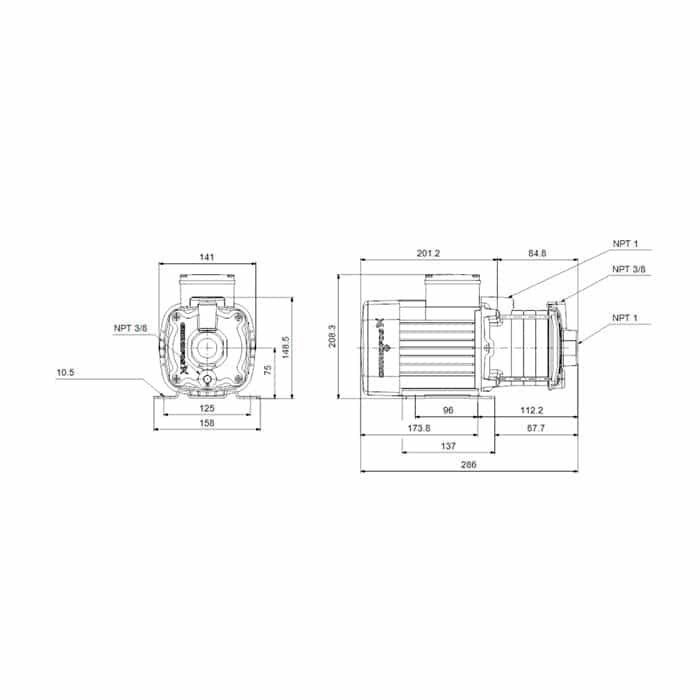 Bomba Grundfos | Multietapas | Acero Inoxidable | 115/230 Vac | 0.8 Hp | SxD 1"-1" | Monofásica | 20 MCA/ 14 GPM | 97568313 | CM 3-2 / A | - Vista 3