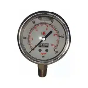 Manometro de presion en Glicerina ASTRO | Conexión Lateral ¼" | 0 - 150 PSI | Metálico | AST0-150P