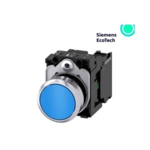 Pulsador azul Siemens | 1NA | con soporte para fijación posterior | 3SU1150-0AB50-1BA0 | 100380413